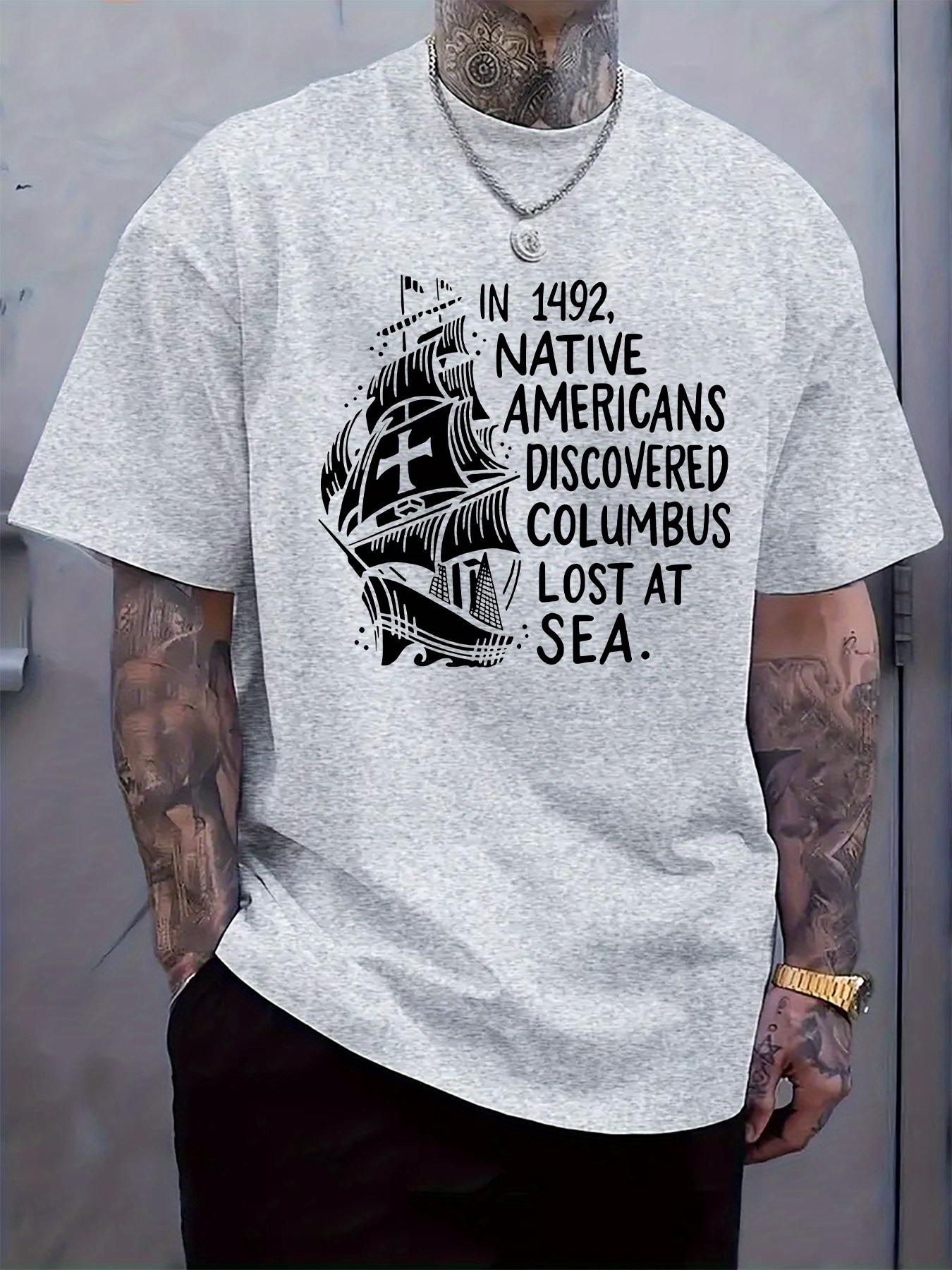 

A Humorous Historical Print Round Neck Short-Sleeve T-shirt L