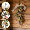 Künstliche Ostergirlande, Türschmuck mit Ei und Blume, Tropfenförmiger Kranz
