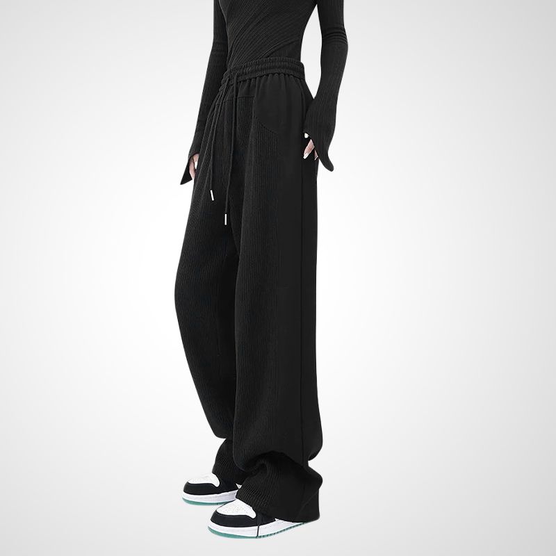 

Fashion Show Thin Black Special Split Casual Pants Black# K070 L