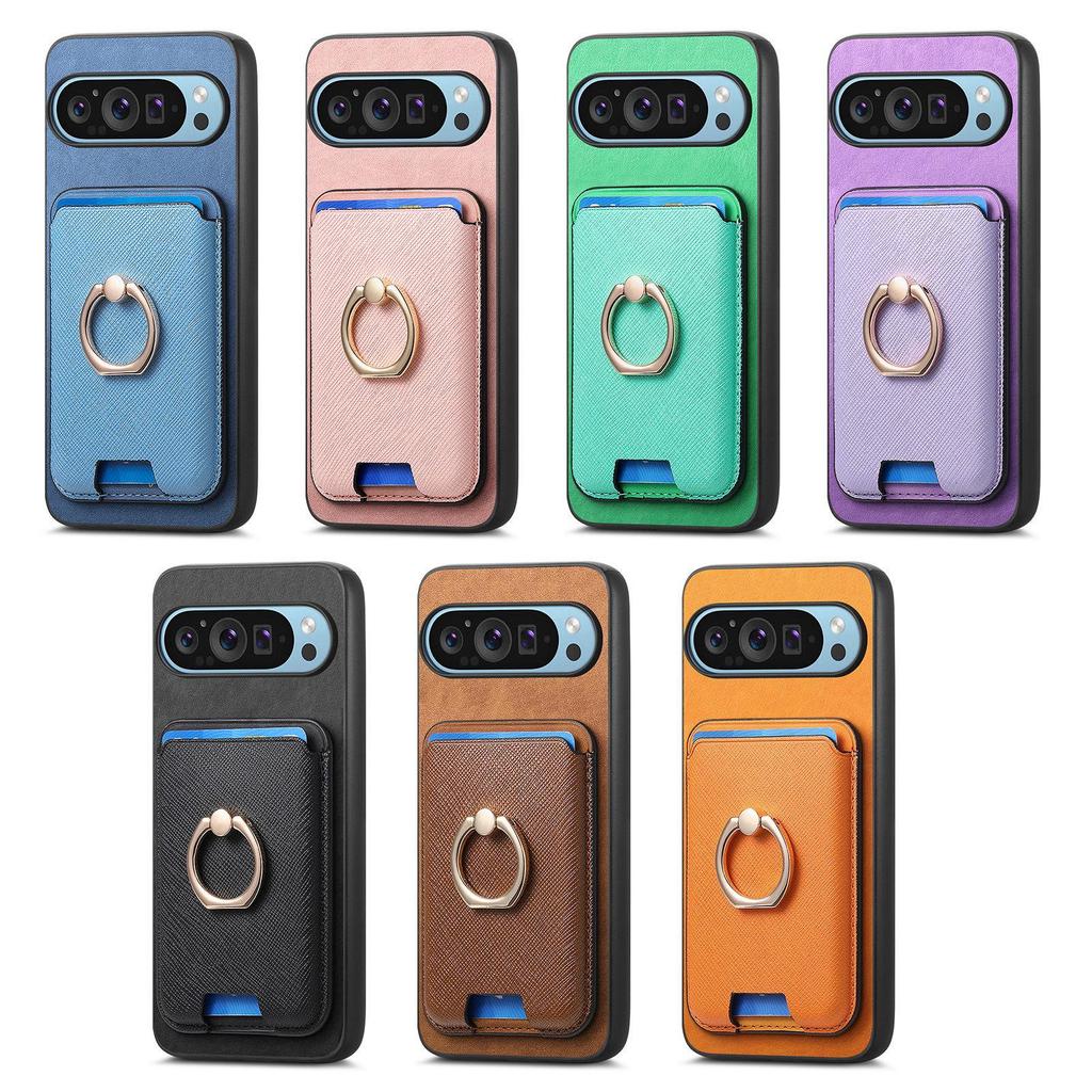 Cross-Border Google Pixel 9A Magnetic Card Holder Ring Case - Drop-Proof Protection