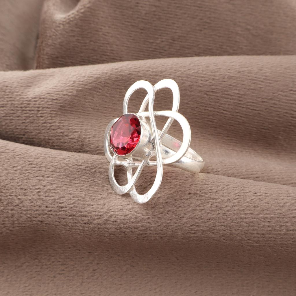 Pink Rubellite Gemstone Jewelry, 925 Sterling Silver Ring, Handmade Charming Earring, Bohemian Rubellite Ring For Grandma Gift