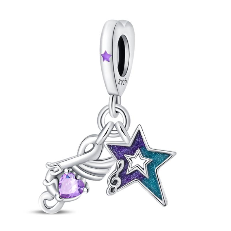 Romantic Music Charms Beads 925 Silver Piano Violin Red Guitar Punk Saxophone Pendants Fit Qikaola Bracelet DIY Jewelry