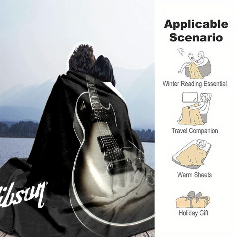 Guitar Print Blanket Soft Comfortable All Seasons Suitable Sofa Office Nap Travel Birthday Gift Christmas Present