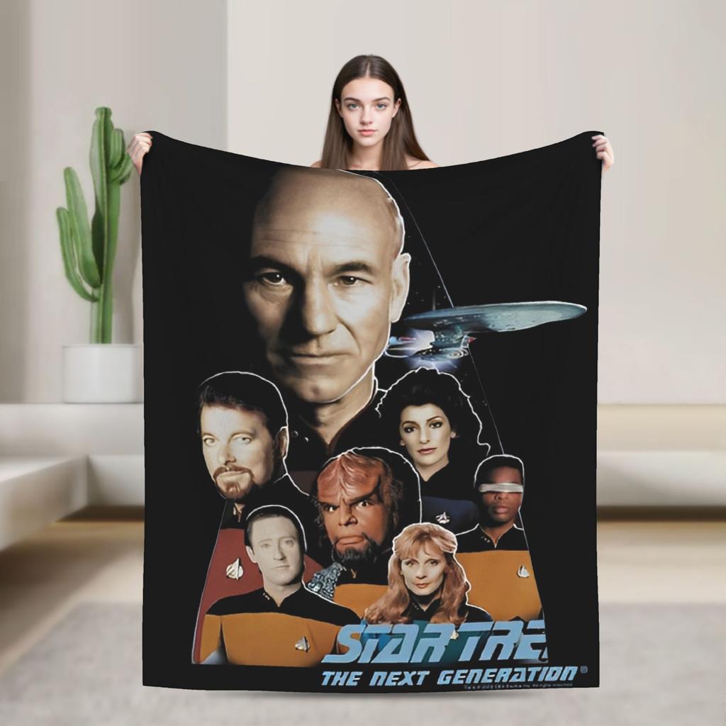 Stars Treks Discovery Enterprise Crest Blanket For Living Room Airplane Travel Flannel Bedspread Bed Cover