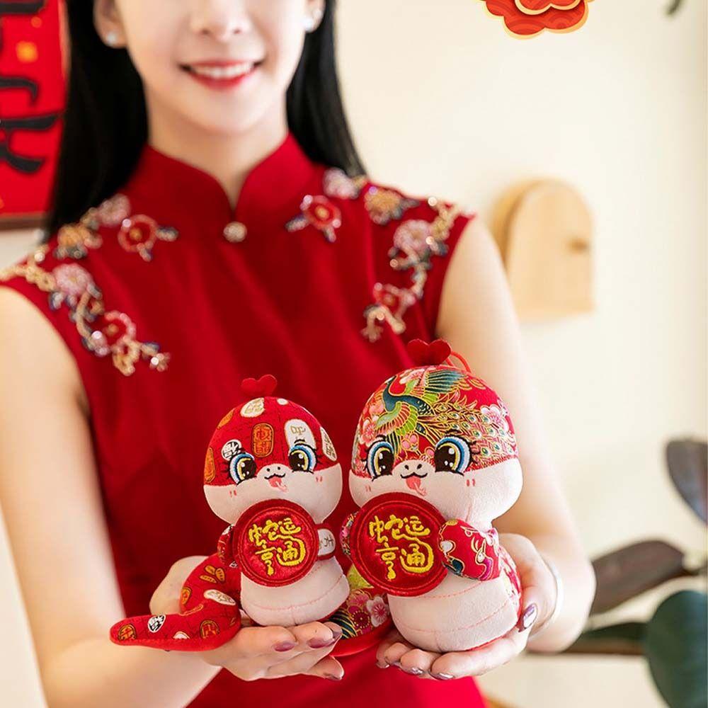 Plush Snake Year Mascot Toy Stuffed Lucky Snake Doll Plushies  Spring Festival