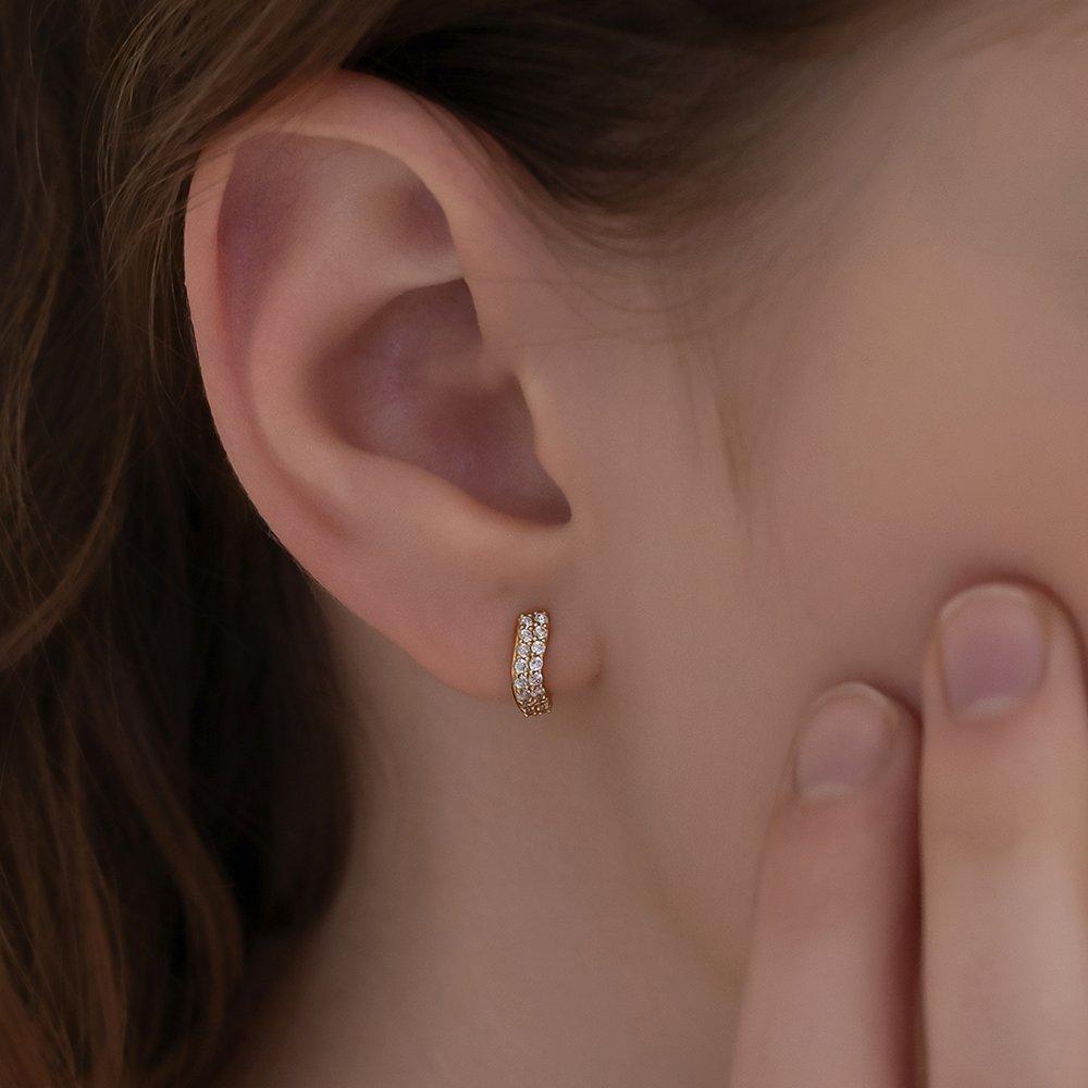 (925 Silver) Luster Curve Hoop Earrings Ec3206