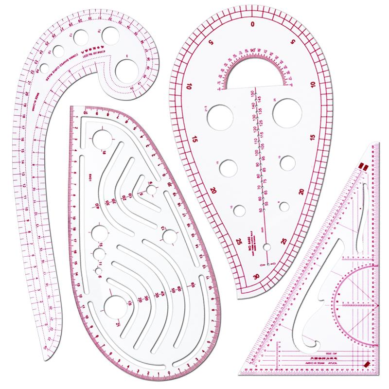 4pcs Set Tailor Measuring Ruler Kit DIY Tailor Patterns Sewing Drawing Quilting Tools Clothing Patchwork Cutting Curve Craft