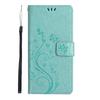 For iPhone 17 Pro Max Leather Wallet Case Butterfly Flower Imprinted Phone Cover with Strap