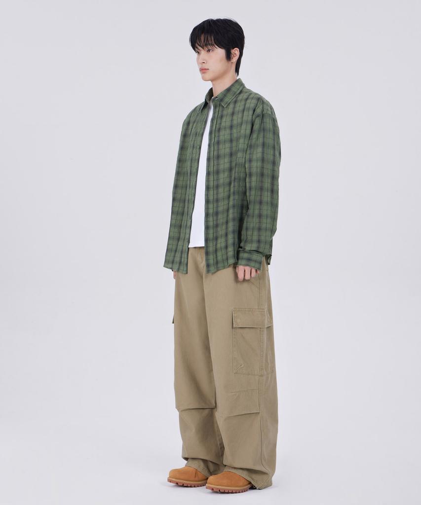GLW Washed Pocket Parachute Cargo Pants Beige