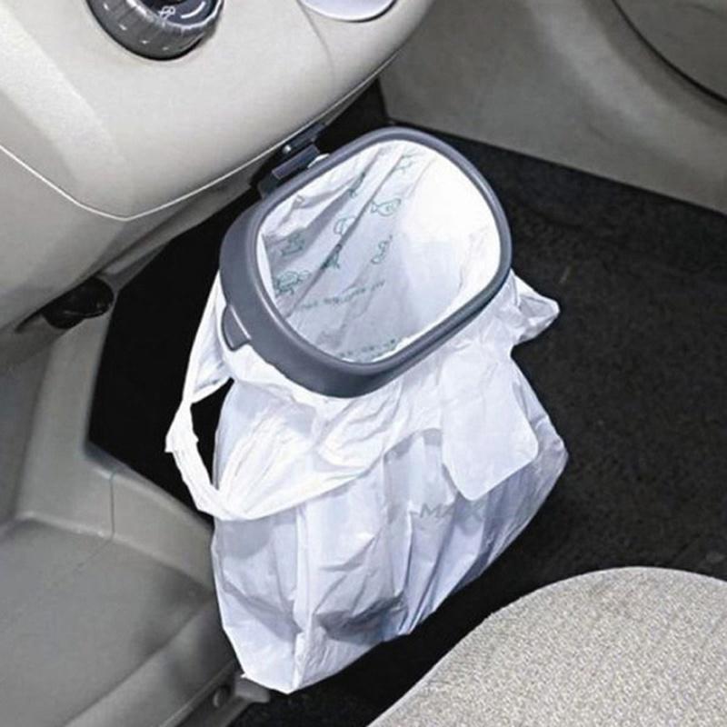 Car Rubbish Bag Plastic Clip Vehicle Garbage Bags Frame Pasted Trash Holder Black Universal