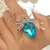 Exaggerated Big Spider Opening Rings For Women Men Personality Colorful Crystal Ring Gothic Insect Animal Jewelry Halloween Gift
