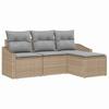 4 Piece Sofa Set with Cushions Beige Poly Rattan
