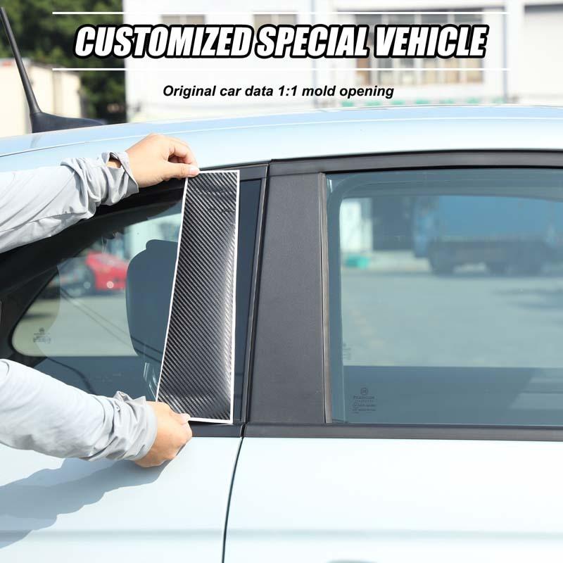 Matte Black Carbon Fiber Pattern Window Door Column B C Pillars Post Cover Trim For Fiat 500 Abarth 595 2012- Accessories