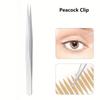 Stainless Steel High-Precision Grafting Eyelash Tweezers with Golden Feathers - Professional Makeup Tool for Synthetic Hair