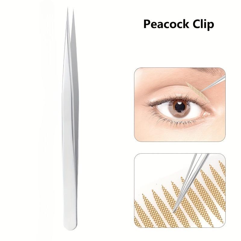 Stainless Steel High-Precision Grafting Eyelash Tweezers with Golden Feathers - Professional Makeup Tool for Synthetic Hair