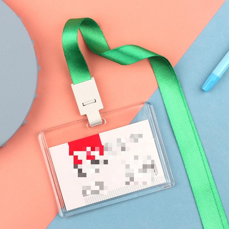 Fashion Acrylic Transparent Bus Cards Sleeve Employee Work Card Holder with Lanyard Work Card Cover Women Men Credit Card Holder