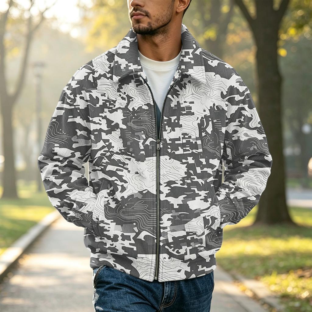 Men's Casual Loose Fit Lapel Jacket with Zip Front, Everyday Outerwear for Daily Wear