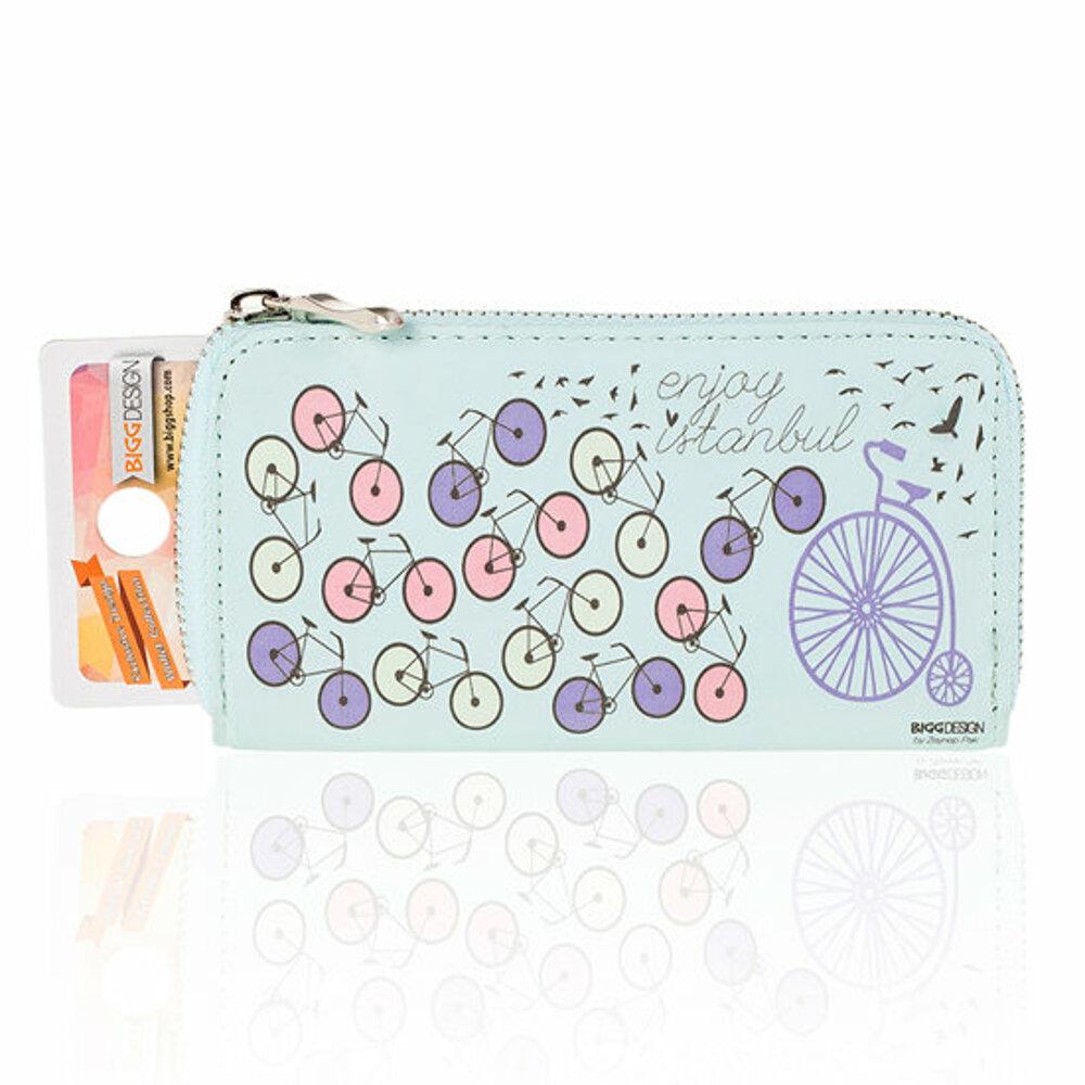 Biggdesign Bicycle Patterned Blue Wallet