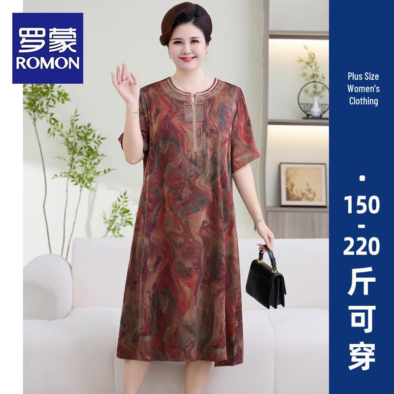 ROMON Women s Plus Size Floral Midi Dress 5XL