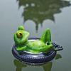 Floating Frog Statue Resin Lying on Tire Frog Figurine Sculpture Outdoor Garden Pond Pool Fish Tank Aquarium Decoration Ornament