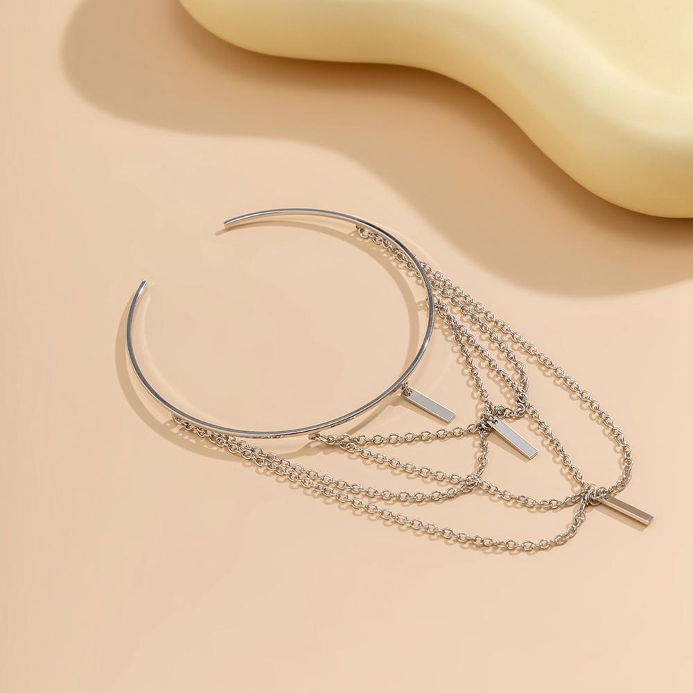 Offenes Vintage-Armband, mehrschichtiger Quastenanhänger, Manschettenarmbänder für Frauen, langer Kettenschmuck