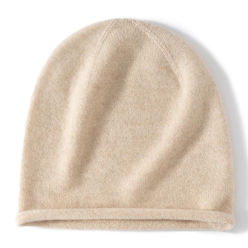 Women's 100% Pure Cashmere Autumn/Winter Versatile Knit Hat - Solid Color, Warm & Stylish