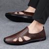 Fashion Luxury Brand Cow Leather Retro Sandals Men's Summer New Shoes Leisure Beach Shoes Male Genuine Leather Slippers Business Sandals