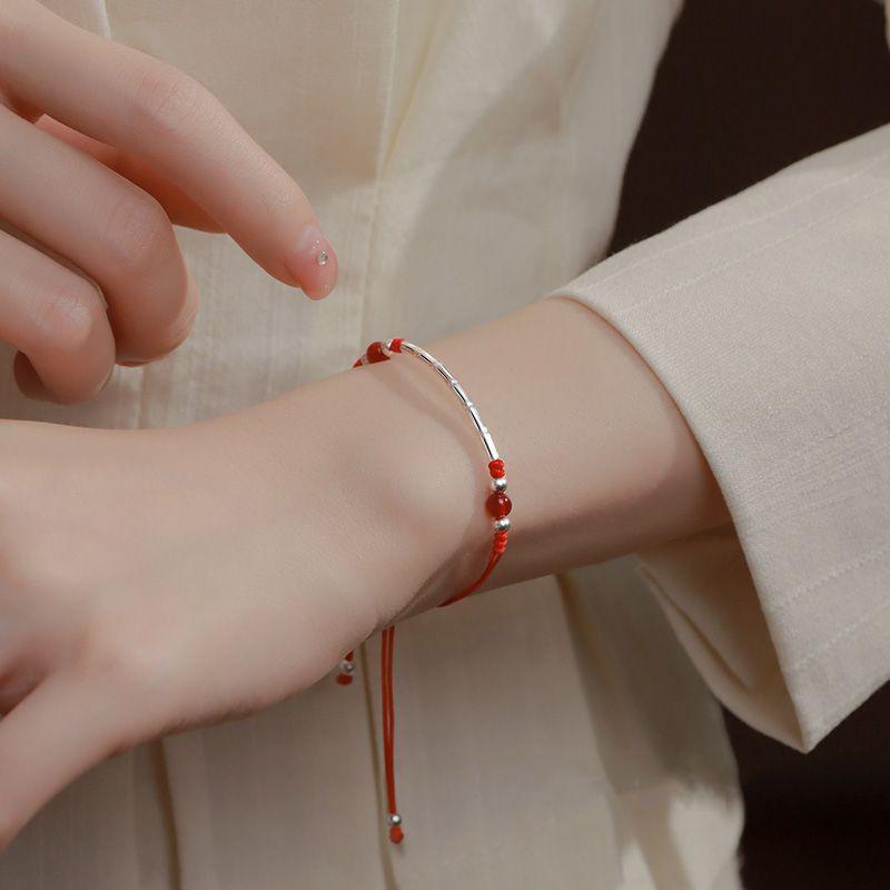 

Браслет «Счастливый красный бамбук» - Женский серебряный плетеный шнурок на удачу, Подарок на год зодиака для лучшей подруги