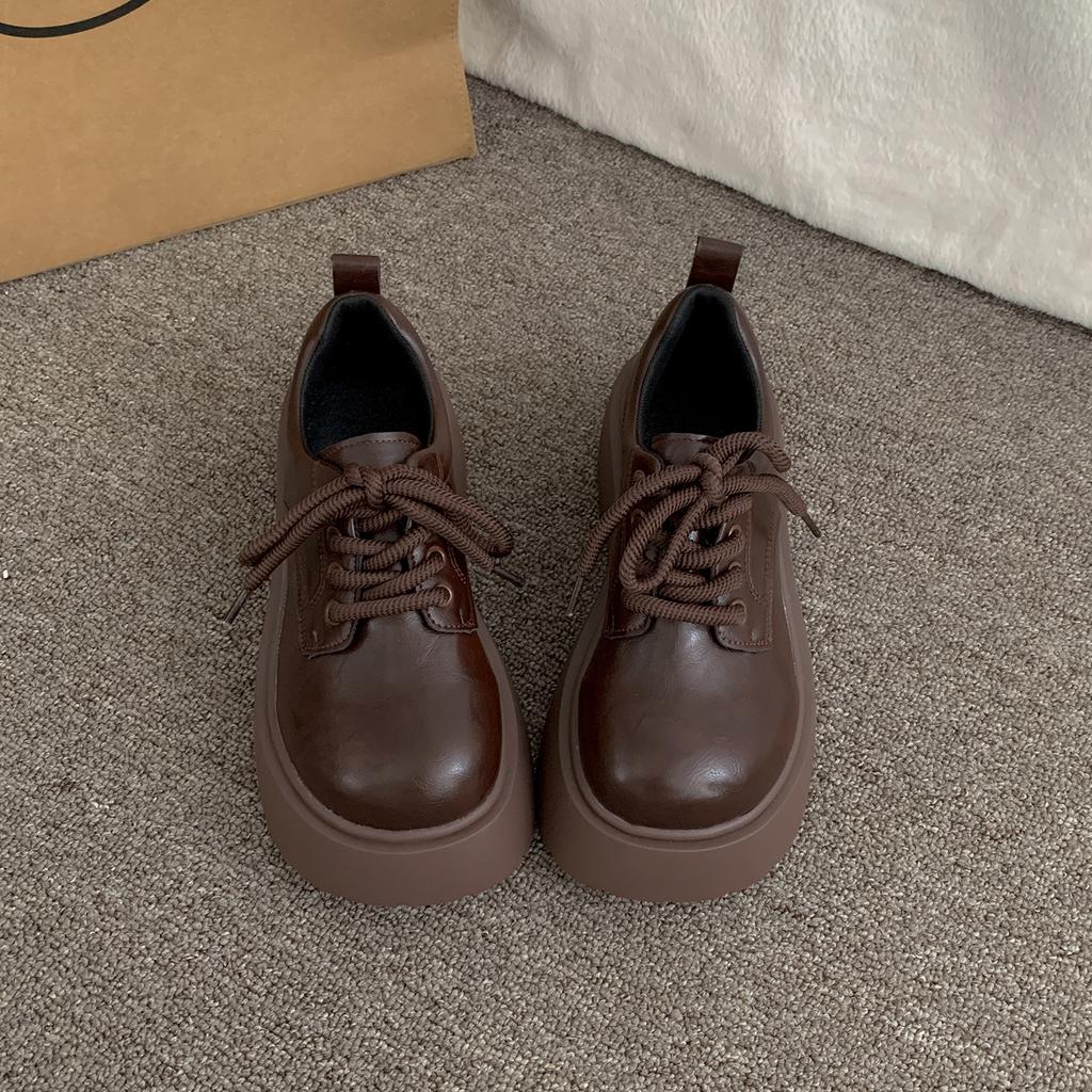 Black British Style Platform Small Leather Shoes Women's Autumn 2025 New Versatile Skirt Heightening Round Head Mary Jane Single Shoes