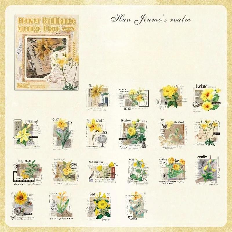 20pcs Kawaii Stationery Stickers First Encounter with Flower Language Diary Decorative Stickers Scrapbooking Craft Stickers