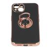 Mobile Phone Case for Iphone 13 with Rose Gold Glitter Plated Ring Stand Ultra Thin Flexible TPU Phone Protective Case