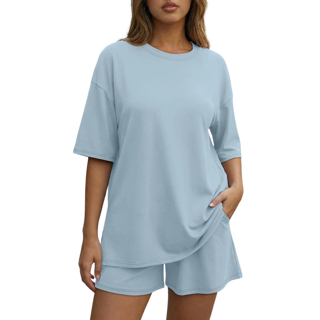 Women's Loose And Fashionable  Casual Short Sleeved Shorts Two-piece Set