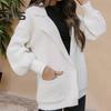Women Suit Coat Suit Lapel Long Sleeve Solid Color Knitting Coat with Pockets Loose Fit Single Button Sweater Coat