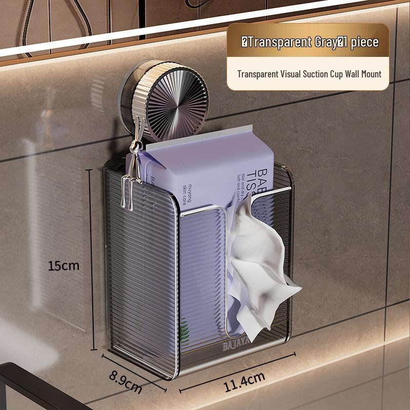 Elegant Wall-Mounted Suction Tissue Box, Punch-Free Roll Holder for Bathroom or Kitchen