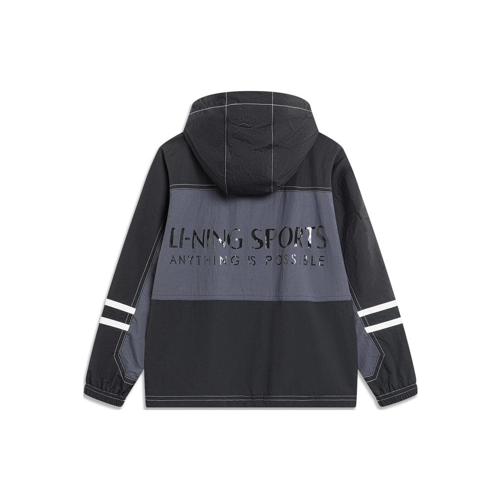 Li-Ning Color Block Water Resistant Loose Sports Windbreaker Men Outerwear Cold-Sand-Black Black AFDT637-2
