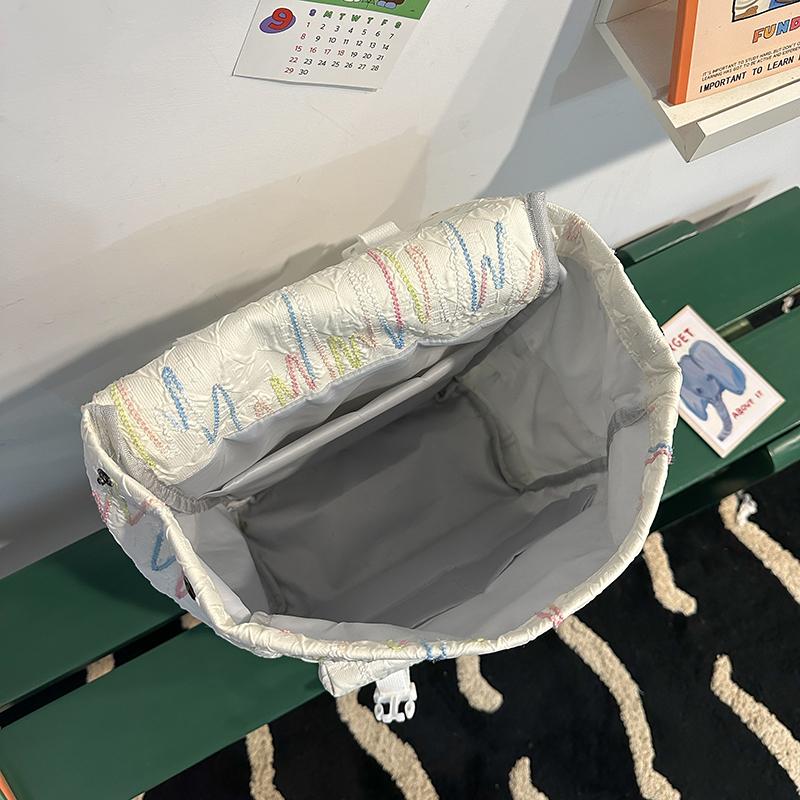 Embroidery Bag Women's Shoulder Bag Large Capacity College Style Backpack Student Schoolbag