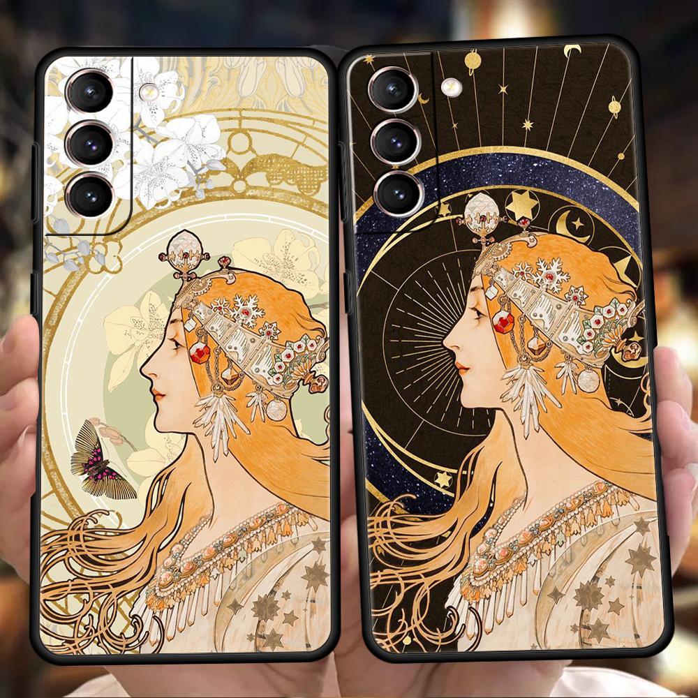 Phone Case for Samsung Galaxy S25/S24/S23/S22/S20/S21/FE/Ultra/S10/S10E/S9/Plus/5G Soft TPU Cover Art Poster ALPHONSE MUCHA Bags