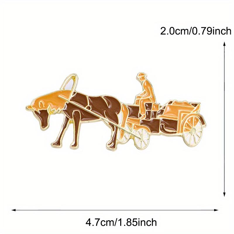 Nostalgic Carriage Puller Brooch Cartoon Carriage Driver Badge Pin Button