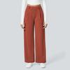 Fashion Women's Casual Solid Color Pocket Loose Slim Straight Suit Pants