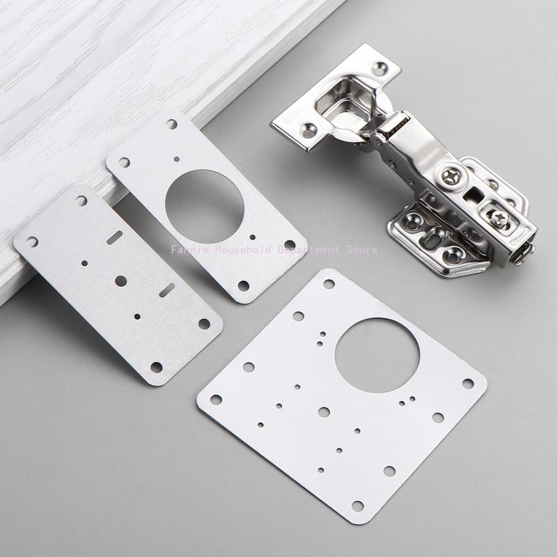 2/10Sets Hinge Repair Plate Kitchen Cabinet Door Hinges Mounting Plate with Screw Flat Fixing Brackets Furniture Hardware Tools