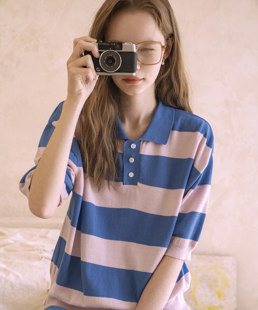 Banwonateullie A3421 Bigfoot Collar Knit_Baby Blue/Pale Pink