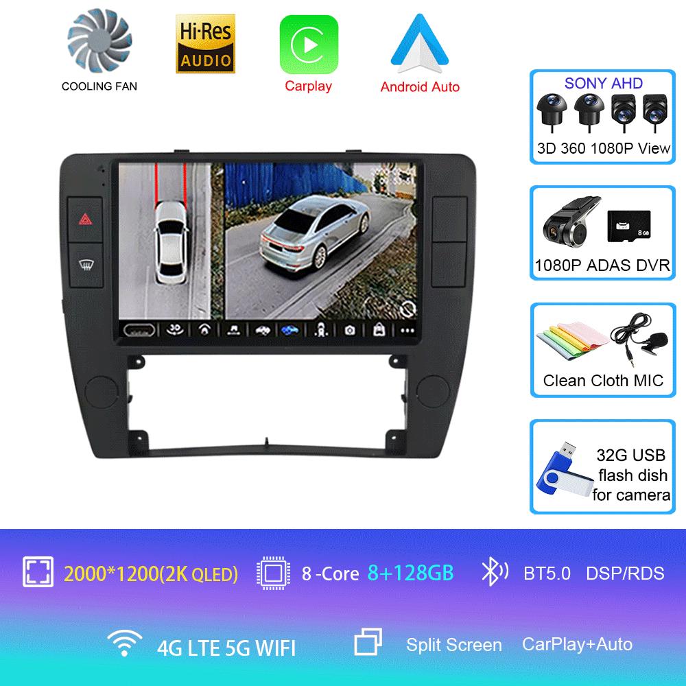 Android 14 For Volkswagen Passat B5 2000 - 2005 Car Radio Multimedia Video Player Navigation GPS 5G WIFI Carplay Auto 360 Camera