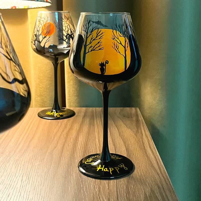 

Vintage Painted Cat Holiday Wine Glass