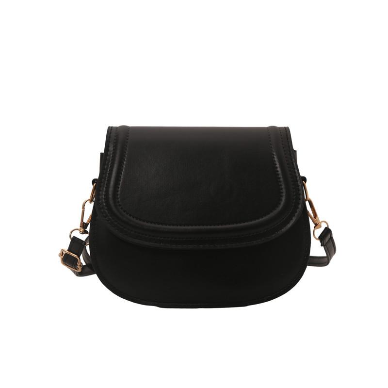 

Simple retro girl messenger bag women s new trendy simple saddle bag shoulder messenger bag чёрный