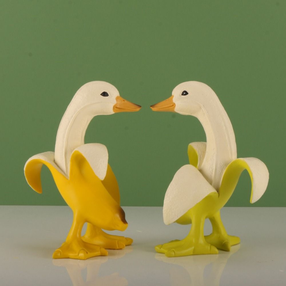 Cute Banana Duck Figurines Resin Animal Ornaments Fashion Cartoon Banana Duck  Birthday Gift