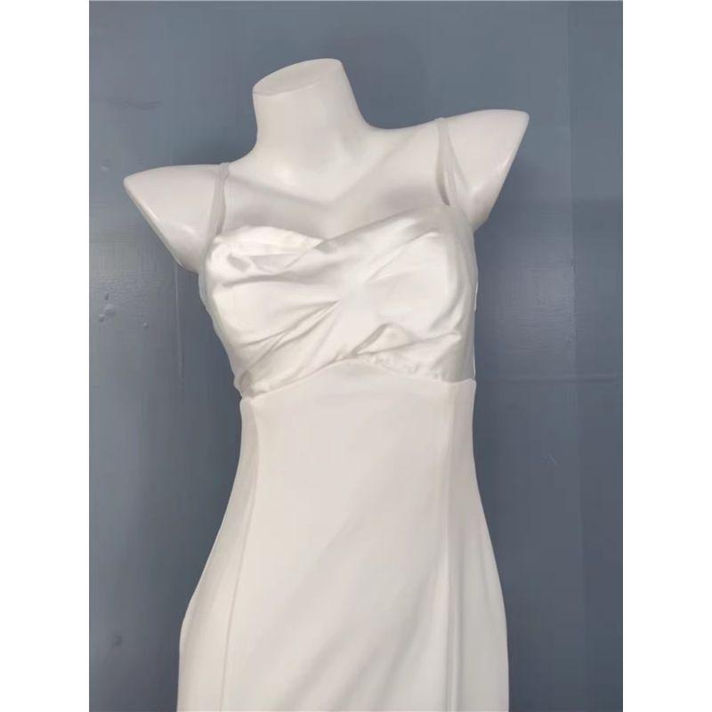 Export Single Lu's Sling Square Collar Smooth Fabric Elegance Beautiful Chest Wrap Temperament Banquet Socialite Adult Lady like Woman Dress