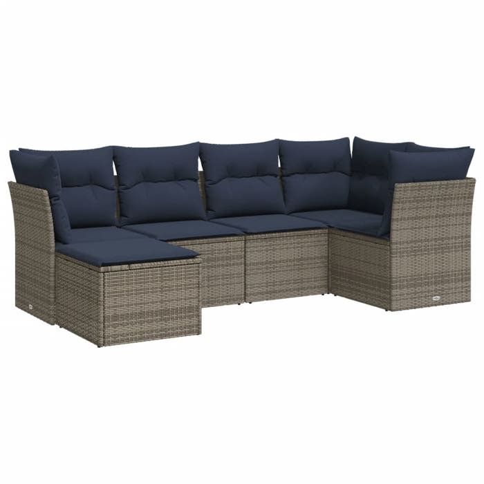 VidaXL Salon de Jardin avec Coussins 6 pcs, Canapés avec Pieds Réglables, Ensemble de Meubles d'Extérieur Patio Terrasse 3217951