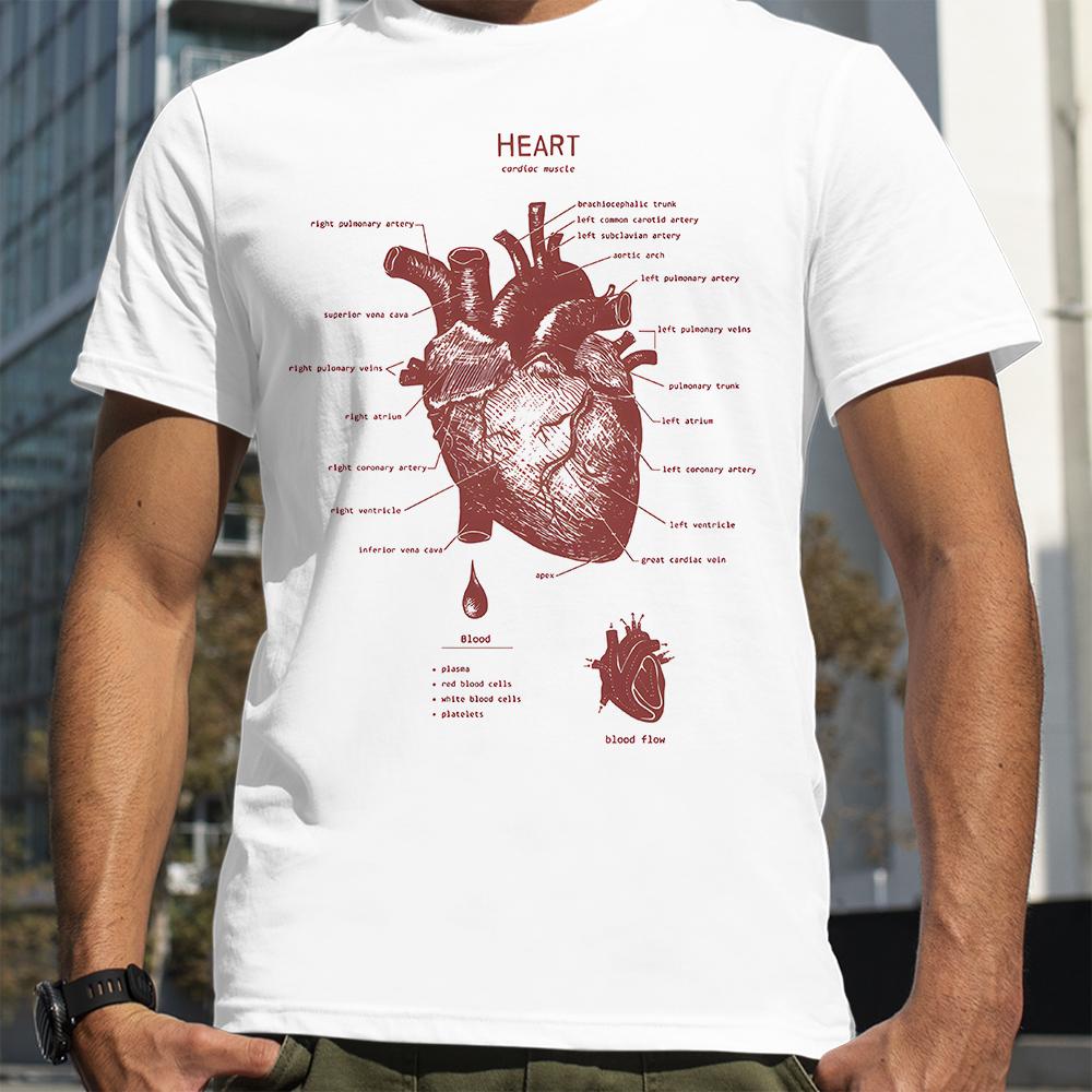 Anatomie srdce Tričko Léto Pánské Street Hip Hop Punk Styl Chlapec Volné Nadměrné unisex Ležérní Módní Trička