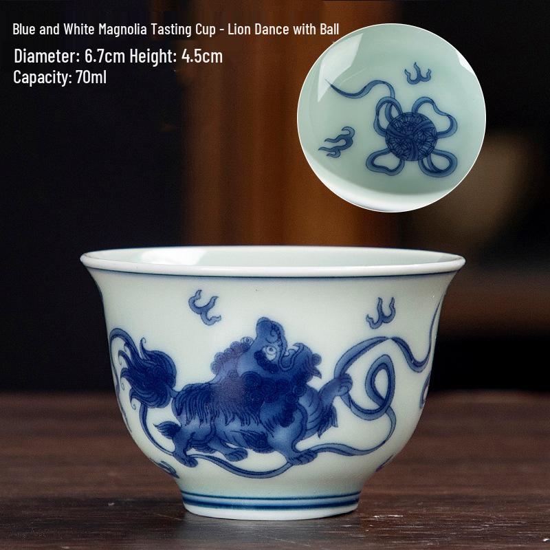 Dehua Ceramics Retro Blue & White Kung Fu Tea Cup - Exquisite Small Scent Tasting Cup for Guests
