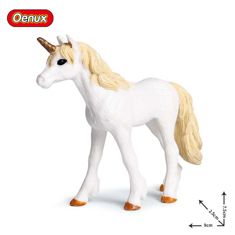 Oenux Original Genuine Fairy Tale Fly Horse Simulation Animal Mythical Elves Elf Pegasus Action Figures Model PVC Cute Kids Toy